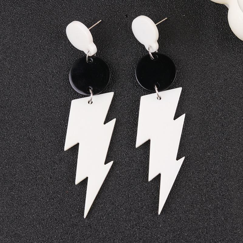 Foreign Trade Lightning Earrings Earrings Fluorescent Color Design Sense Contrast Color Personality Acrylic Earrings Earrings Women
