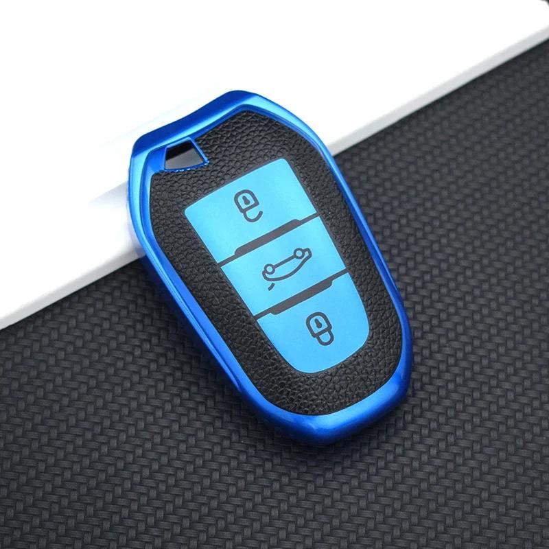 Tpu Leather Shell Fob Holder For Citroen C4 C6 C3-Xr Grand Ds Ds5 For Peugeot 308 408 508 2008 3008 4008 5008 Car Key Case Cover