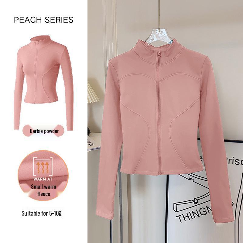 Women's Breathable Slim-Fit Sports Jacket: Autumn/Winter Yoga & Cycling Wear, Long Sleeve, Stand Collar, Plus Velvet.