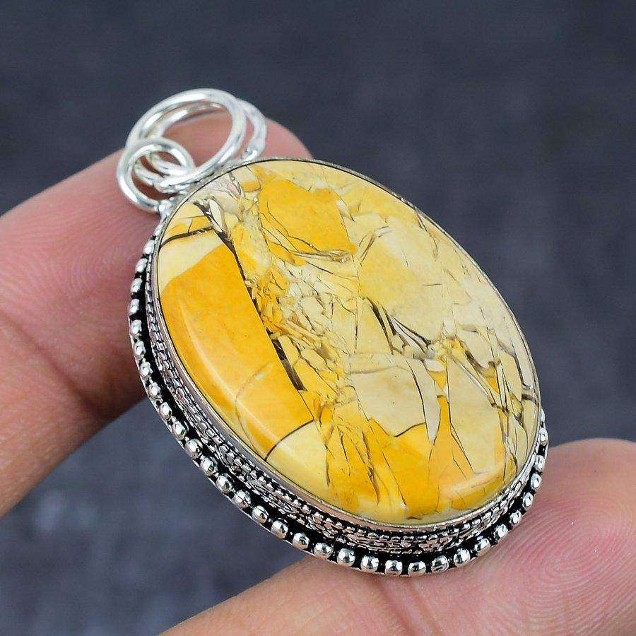 Natural Brecciated Mookaite 925 Sterling Silver Jewelry Pendant 2.17" V3g22