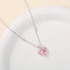Elegant S925 Sterling Silver Pink Zircon Heart Clavicle Necklace