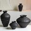 Wabi-Sabi Black Pottery Jar: Zen-style Retro Ceramic Vase for Tea Rooms and Hotels