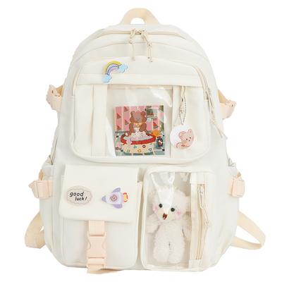 Kawaii Backpack Large Capacity Cute Bear Accessories Backpack for School Multi Pocket Japanese