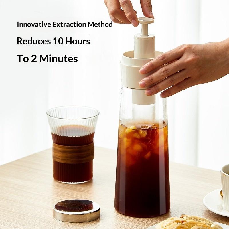 750ML Portable Manual Cold Brew Coffee Maker Press Type Iced Tea Infuser Pitcher With Removable Filter Summer Coffeeware Pot