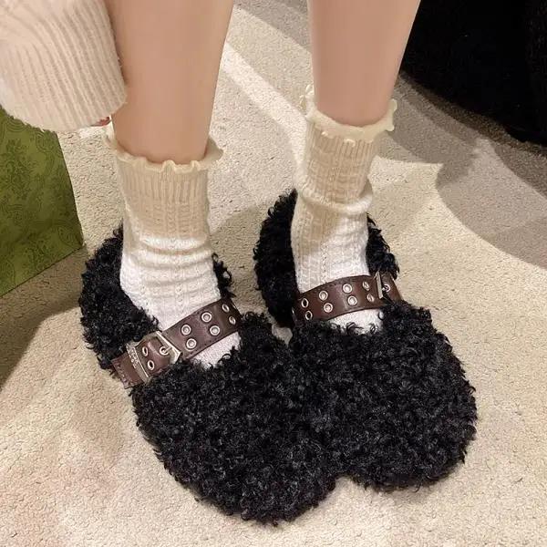 Fashion All-Match Winter Shoes Women Modis Casual Female Sneakers Slip-on Loafers Fur Clogs Platform 2024 New Slip On Moccasin Creepers