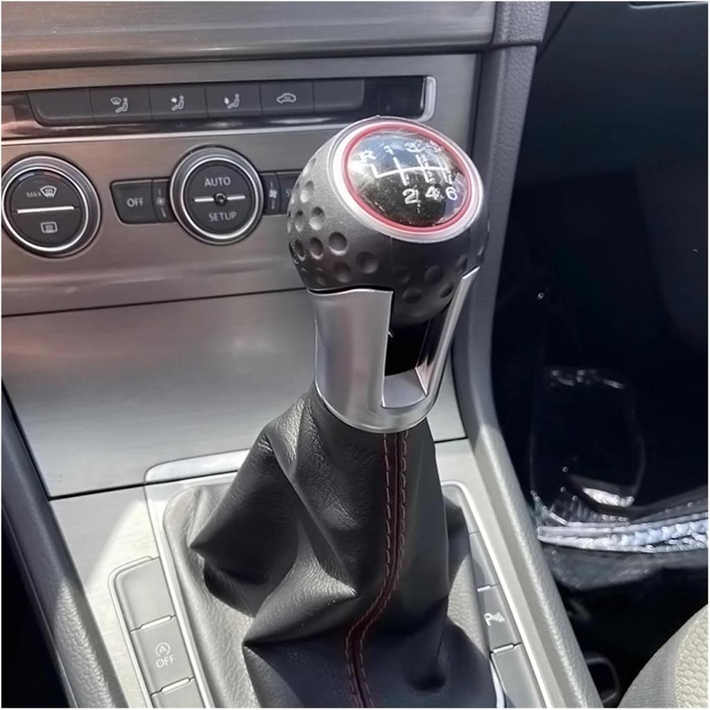 Leder 12mm 5 6-Gang Schalthebelknauf Schalthebelmanschette Stiefel Kompatibel Mit VW Passat B6 Golf 7 Mk7 GTI GTD 2013-2018 Autozubehör(6 Geschwindigkeit)