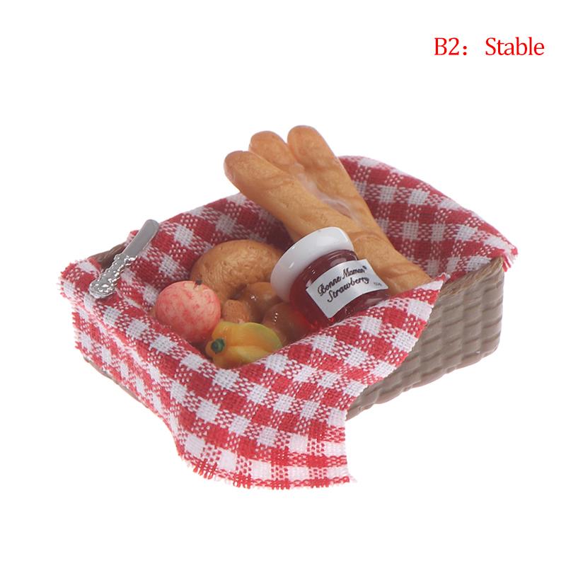 1 :6 /1: 12 Simulation Mini Bread Baguette Miniature Dollhouse Bakery Food With Basket For Doll Kitchen Accessories
