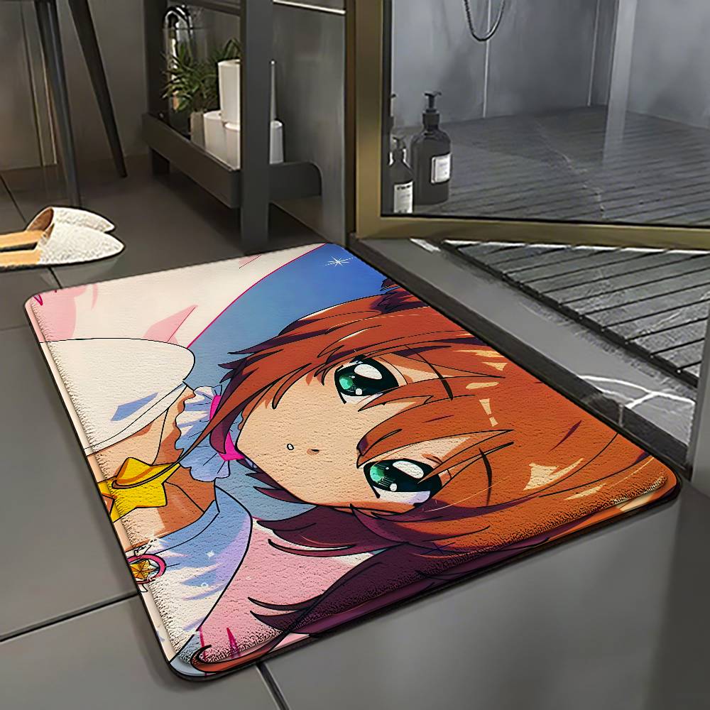 Cute Anime C-cardcaptor Sakura-S Carpet Bathroom Anti-slip Mat Door Mat Home Decoration Mat Entrance Door Mat Scratch-resistant