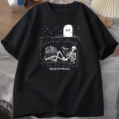 Bookish T Shirt Men Women Book Lover Clothing Skull Reading T Shirt Retro Graphic Tee Classic Short Sleeve T-Shirt Men Women