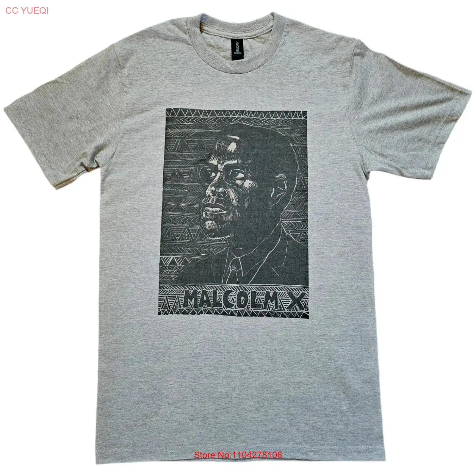 

Malcolm X Art Work civil rights BLM Grey T shirt sizes Small 3XL vintage Washed designer clothes Comfortable graphic Breathable S разноцветный