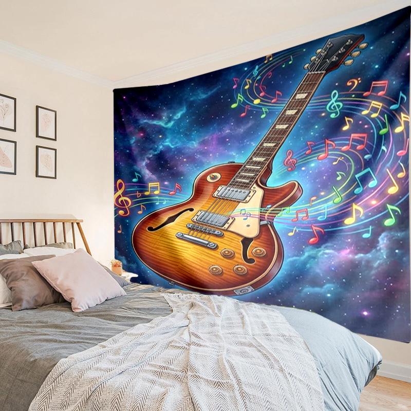 Neon Guitar Melody Tapestry, Unique Design Tapestry, Wall Decor for Bedroom,Livingroom, Playroom,Heartwarming Fan Holiday Gifts