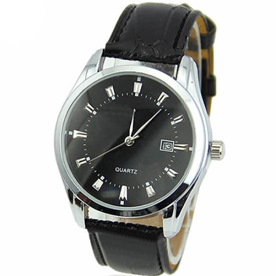 Men Casual Faux Leather Band Date Calendar Dial Analog Quartz Wrist Watch