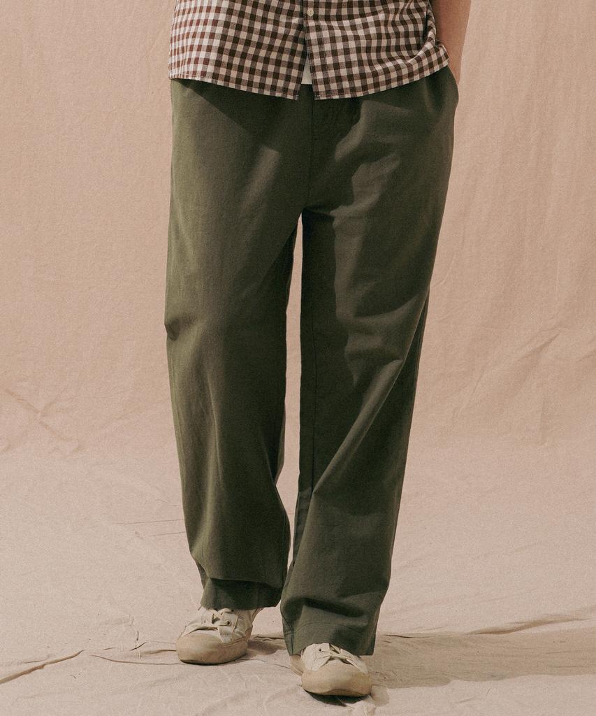 PERSTEP Cool Mix Linen-Like Straight Fit Long Pants Khaki Khlp4702