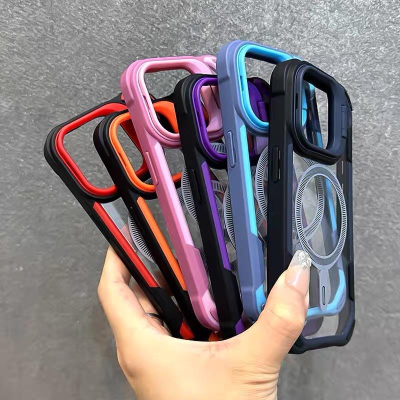 Applicable To Apple 17 Mobile Phone Case 16 Creative Lens Holder iPhone15promax Magnetic Attraction Anti-drop Transparent and Simple