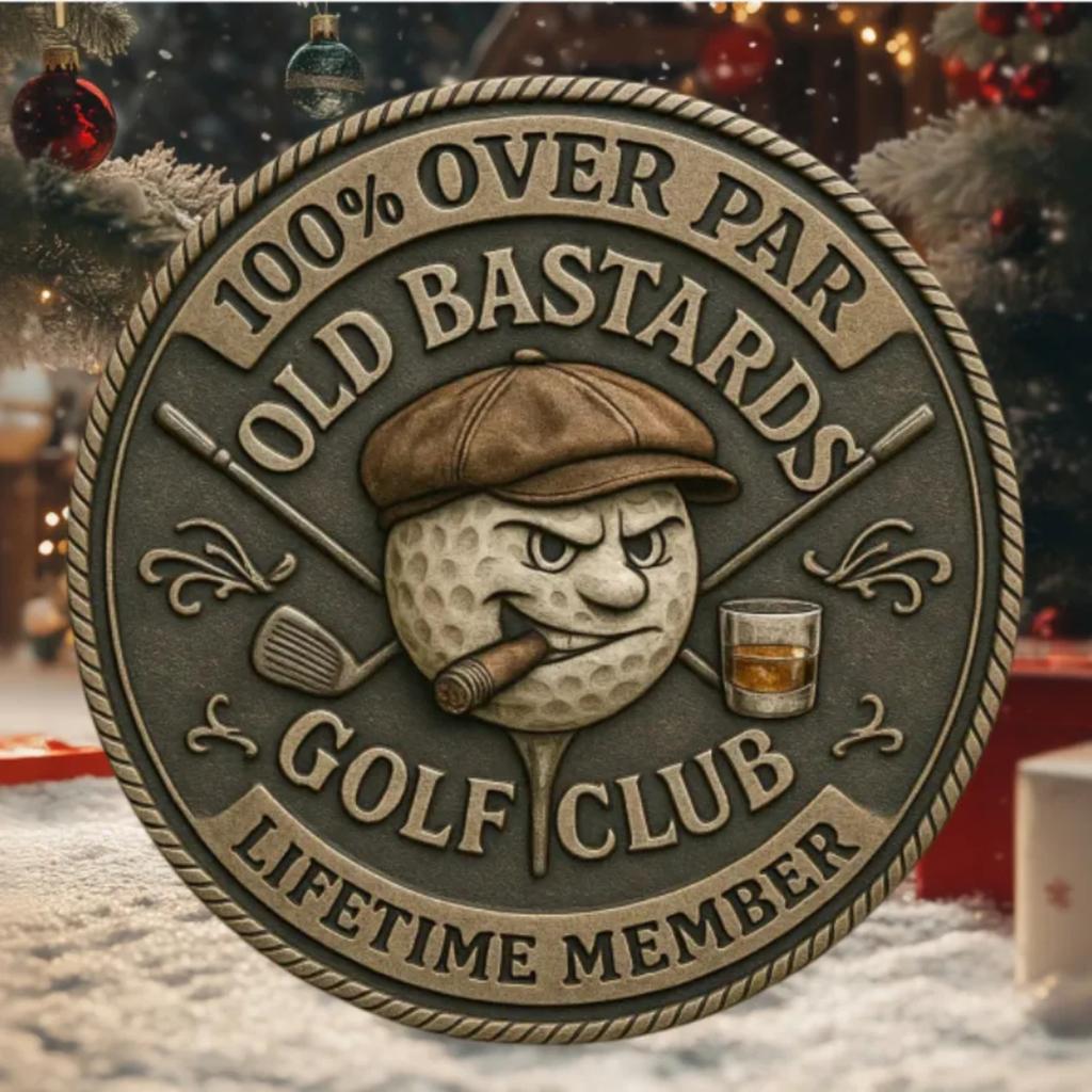 Golf Coin Funny Golf Challenge Coin For Men With Whiskey Design, “Over Par” & “ Member” Inscription Perfect Gift For Golfers, Friends