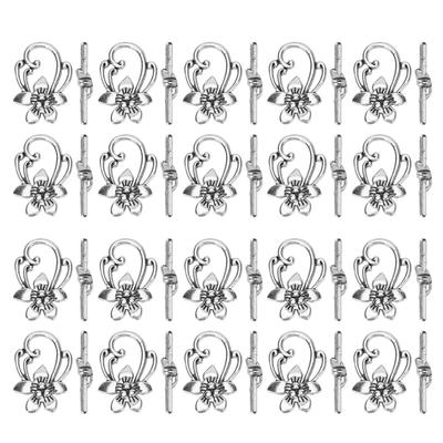 20 Pièces Fermoir Toggle OT Motif Fleur Antique Connecteurs Alliage Accessoire de Bijouterie pour Artisanat DIY