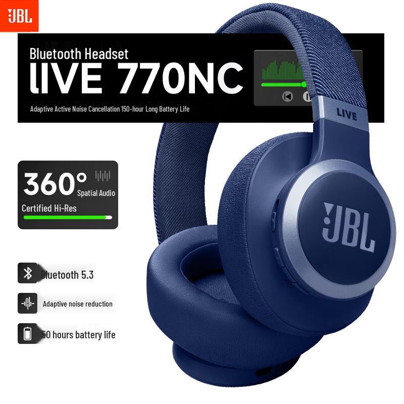 JBL LIVE 770NC Adaptive Noise-Cancelling Bluetooth Over-Ear Headphones