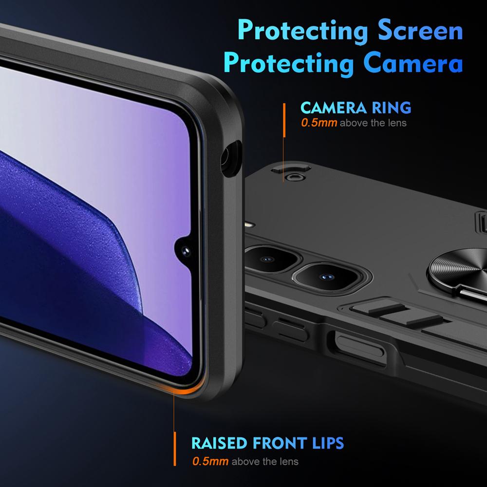 KEYSION Shockproof Armor Case for Infinix Hot 60 Pro+ Silicone+PC Metal Ring Stand Phone Cover for for Infinix Hot 60i 4G 60 5G