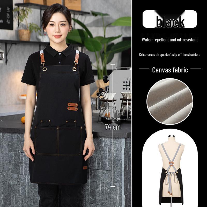 

Пользовательский водонепроницаемый холщовый фартук с логотипом - Пятноустойчивый для модных официантов кофейни One Size