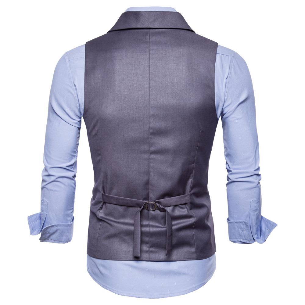 Men's Korean Style Autumn Suit Vest Solid Color Slim Fit Classic Streetwear Single Breasted Waistcoat for Party
