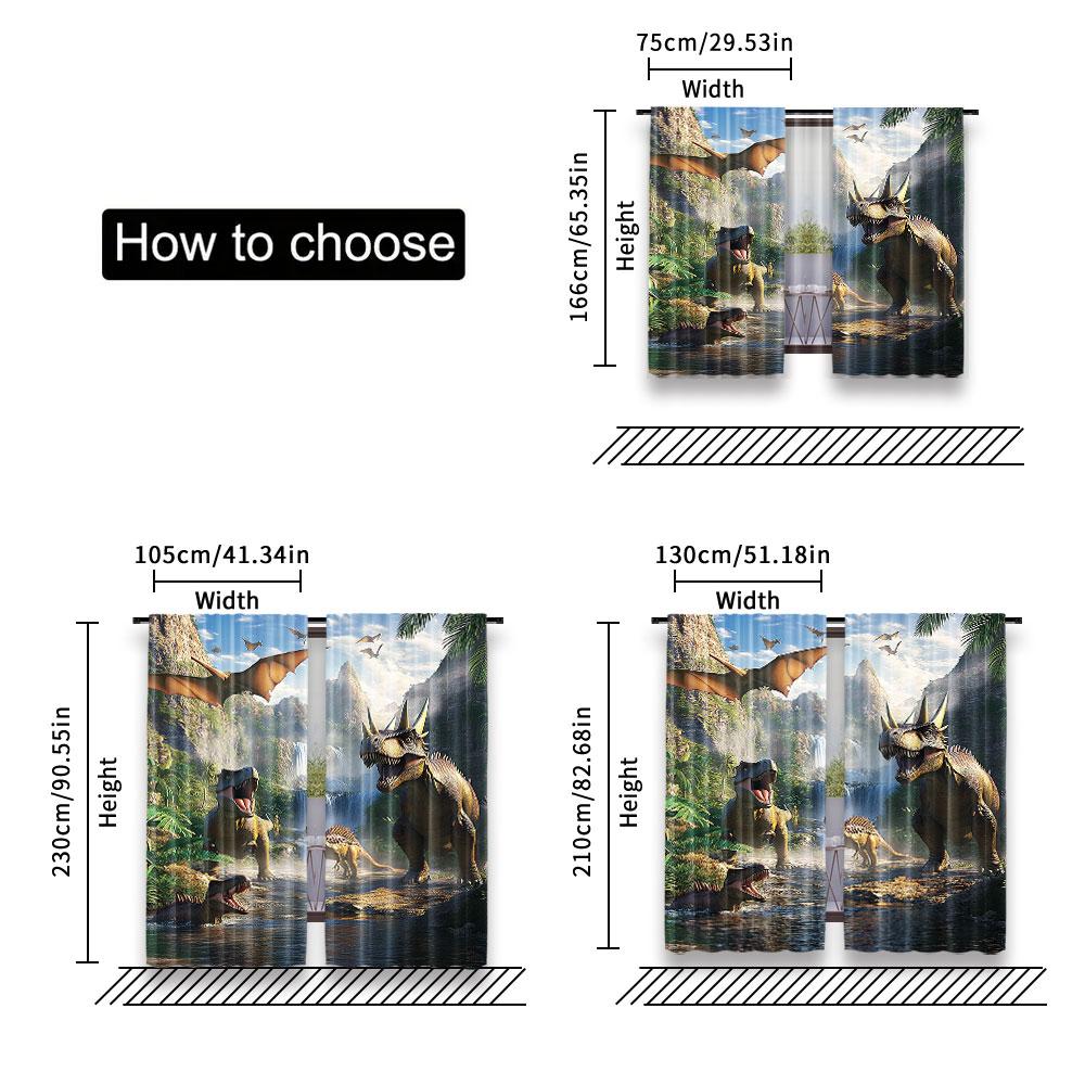 2Pcs Cartoon Dinosaur Curtain For Birthday Party Decor Design For Privacy Protection And Stylish Home Decor Perfect For Living