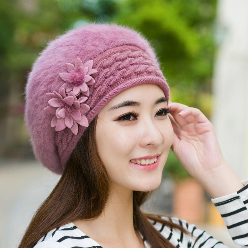 Casual Keep Warm Cap 5 Colors Rabbit Fur Cap Accessories Knitted Visor Winter