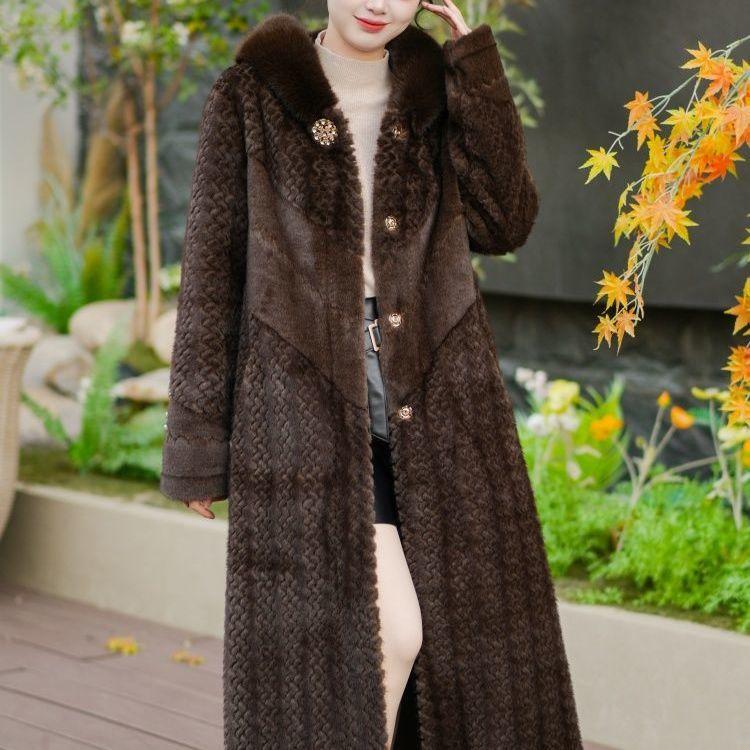 New Arrivalclassy Coat for Women 1.2m Long Knee-length Hooded Thick Outwear