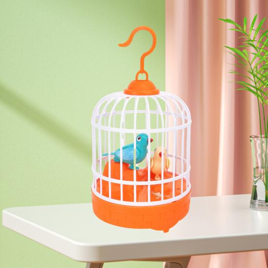 Kids Birdcage Toy with Sound Light Flapping Wings Detachable Hook Voice Control Funny Toddlers Educational Simulated Bird Model Toy Boys Girls Gift