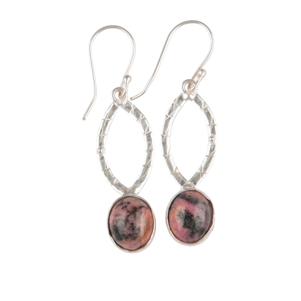 Black Rhodonite Gemstone 925 Sterling Silver Handmade Jewelry Hook Earrings 2" EE-87-27