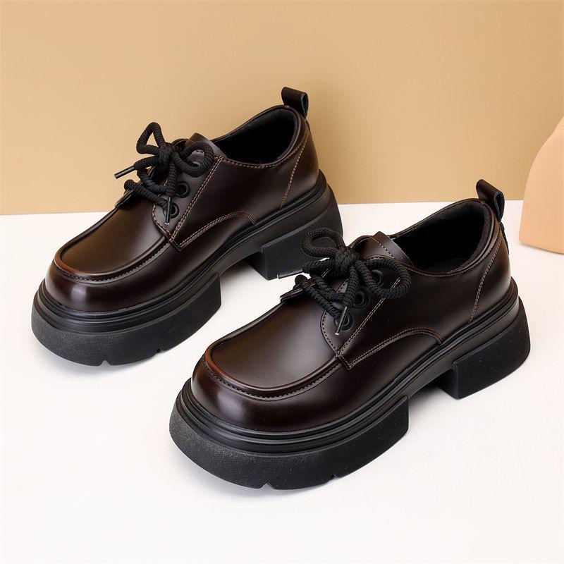 British Thick-Soled Women s Loafers 2025 Chunky Heel Petite Height-Boost Lightweight Leather Shoes for Spring Fall 39 5839₽