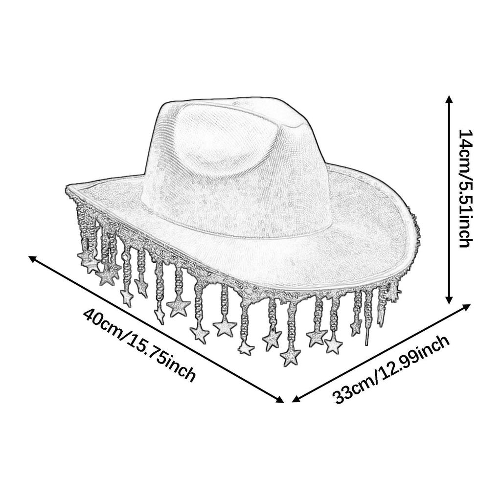 Cowboy Hat Shiny Trendy Headgear Costume Accessories Cowgirl Hat for Music Festival Engagement Outdoor Holiday Stage Performance