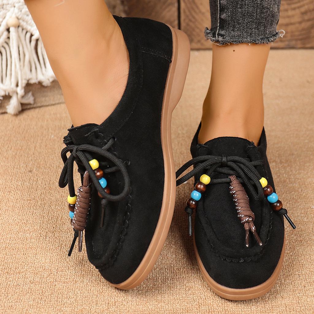 Women Sneakers Round Toe Deep Mouth Sneakers Women Autumn 2025 New Retro Flat Shoes Women Platform Outdoor Lace-up Soft Loafers