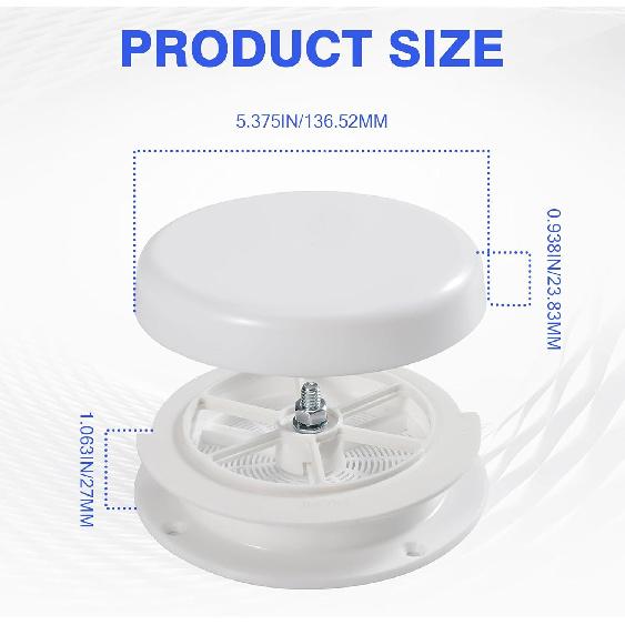 Střešní houbový větrací otvor pro obytné vozy, Kanalizační odvětrávací otvor s krytkou proti stékání vody, Univerzální náhrada pro karavany, přívěsy a obytné vozy Keystone