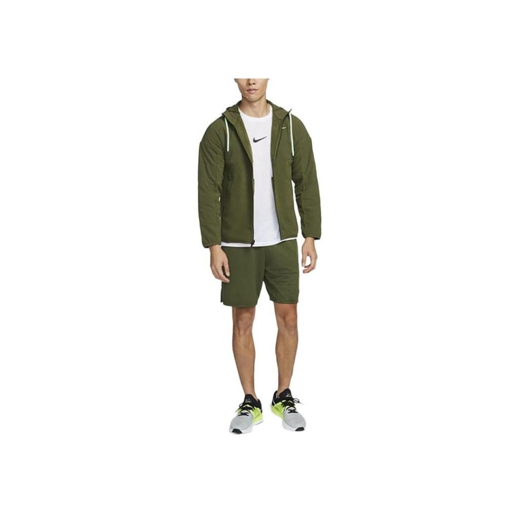 Nike Solid Color Logo Print Hooded Casual Jacket Men Jackets Green DD2129-326