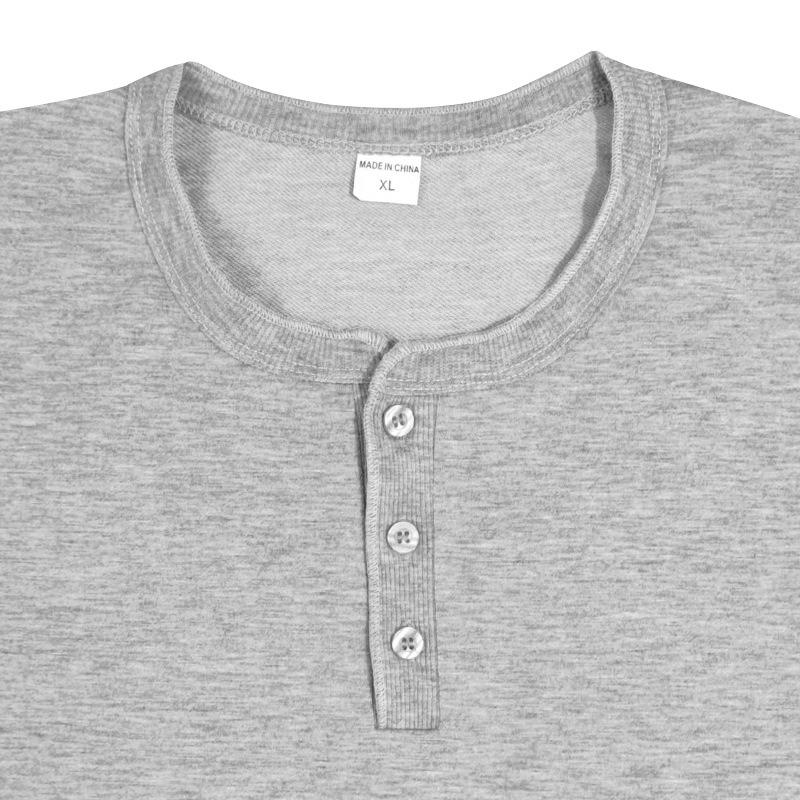 Mens Casual Long Sleeve Solid Henley Neck T Shirt