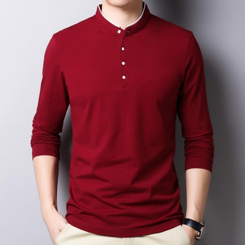 Men's Knitwear Fashion Korean Style Slim Cotton Stand Collar T Long Sleeve Bottoming Knitwear