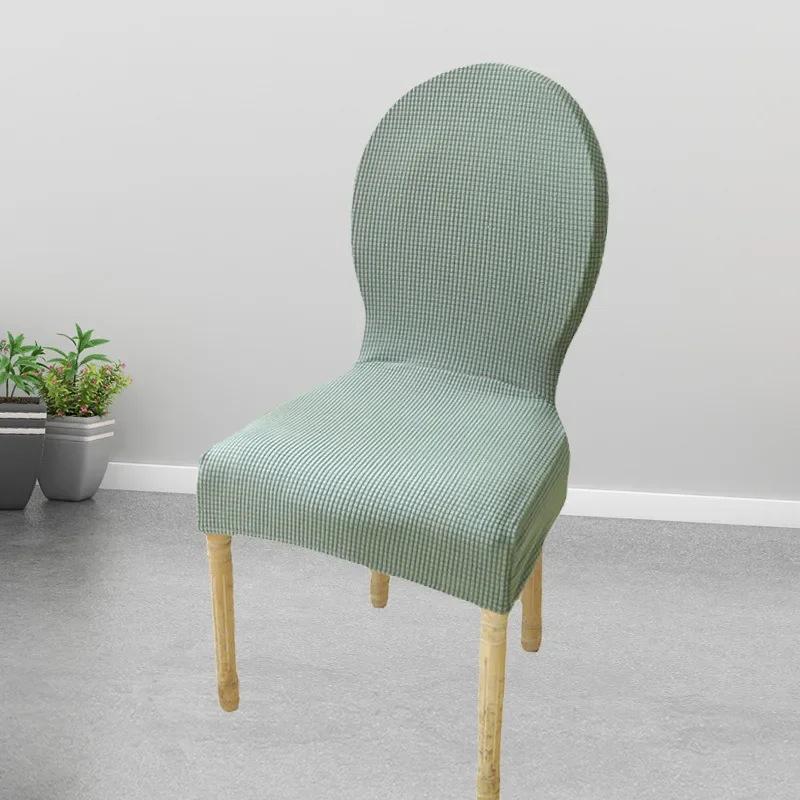 European Round Back Chair Cover Seat Dining Table And Chair Solid Color Simple Sitting Surface Universal Elastic Stool For All Seasons