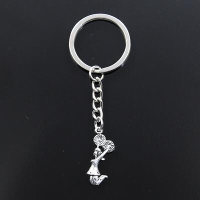 Fashion Keychain 28x10mm Cheerleader Cheer Girl Pendants DIY Men Jewelry Car Key Chain Ring Holder Souvenir Gift