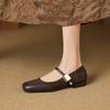 New Women's Low-heeled Flat Shoes Casual Women's Single Shoes Black Four-season Wear Square Head and One Pedal Cover Lazy Shoes