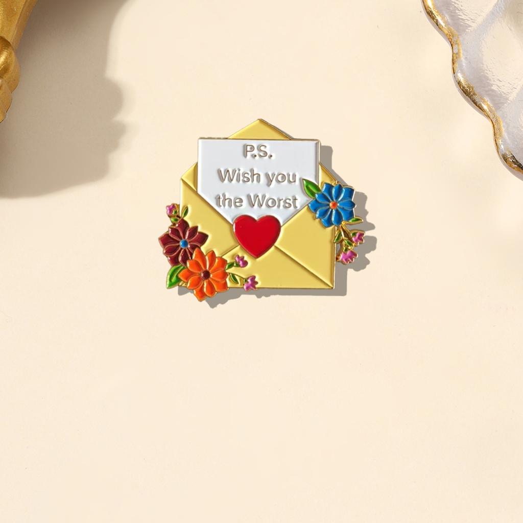 Floral Envelope Brooch Women's Four-season Universal Metal Enamel Pin Sweet Versatile Clothes Bag Scarf Accessories Brooch