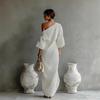 New Summer Fashion High-End Women's Long Sleeve Off-Shoulder Maxi Dress Mid-Waist Tucked-In Style