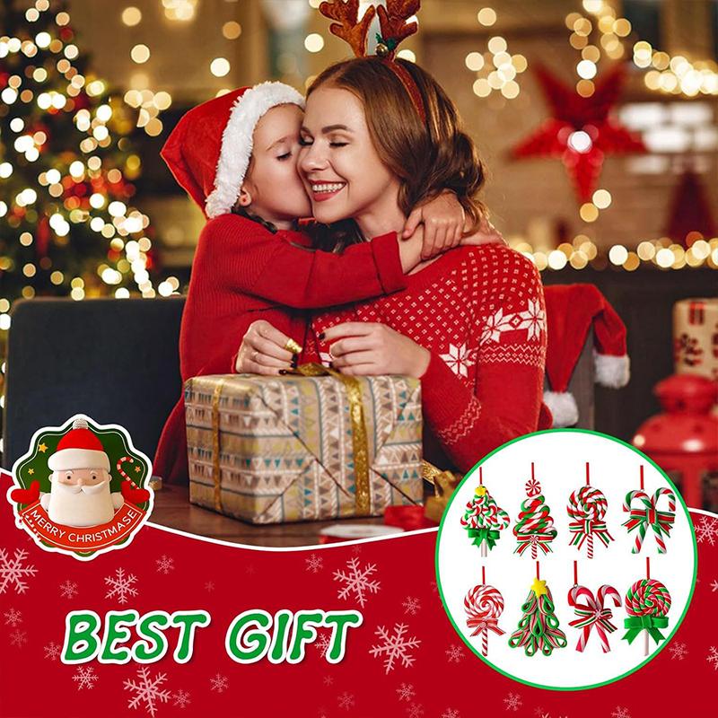 16PCS/Pack Candy Pendant Fun Vibrant Colors Pendant Eco-friendly Decorations Plank Christmas Tree Wood DIY Christmas Ornaments