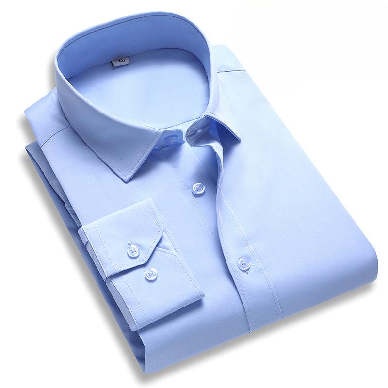 Spring and Autumn Solid Color Bamboo Fiber Long Sleeve Shirt Middle-aged Men's Professional Tooling Business Casual Shirt