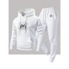 Dark Thorn Print Hooded Sweatshirt Set Drawstring Sweatpants Two Piece Set Loose Casual Sports Style Trendy Men's Clothing