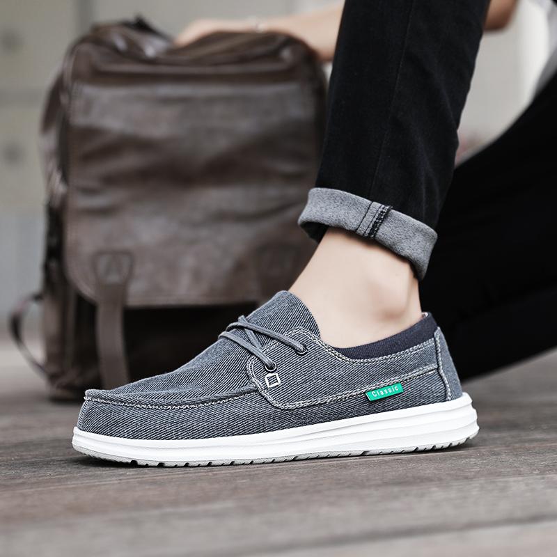 Herren Outdoor Canvas Schuhe Graue Sneaker Fahrschuhe Lässige Khaki Schuhe mit breiter Spitze für Weiter Übergröße