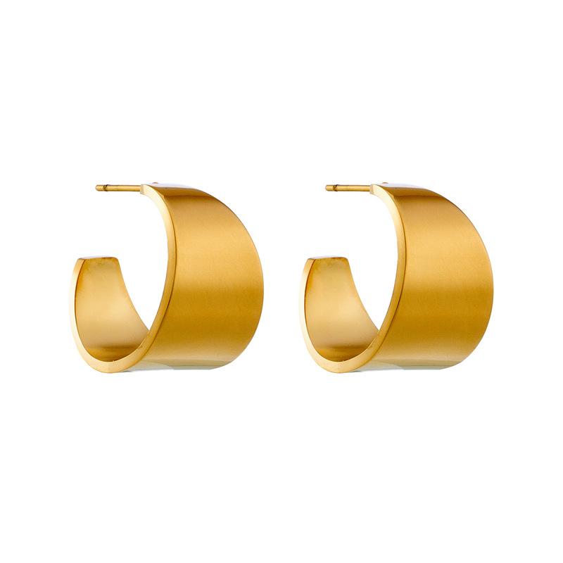 Titanium Steel Gold Chunky Twisted Hoop Earrings Non Fading Versatile Ear Cuff for Women