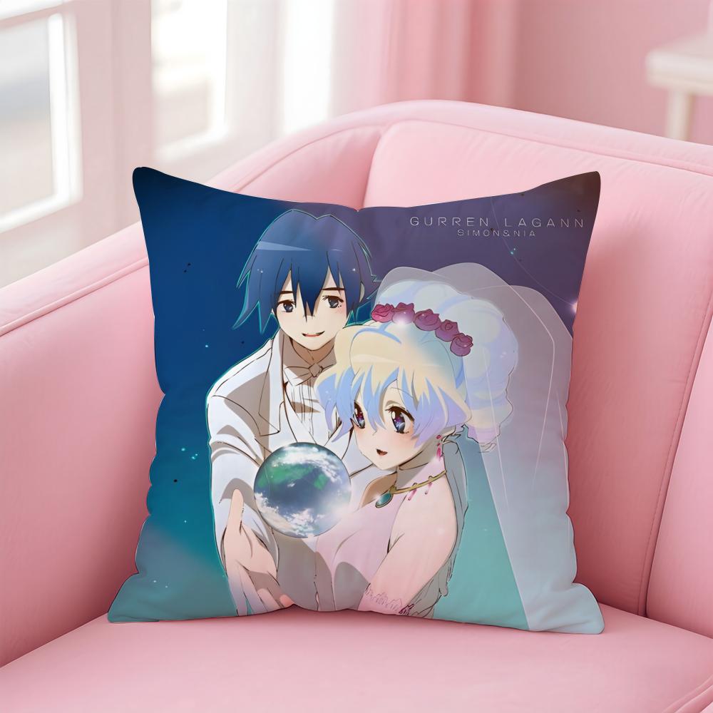 Epic Japanese Anime TTengen Toppa Gurren Lagann Cushion Cover Pillow Case Soft Skin Friendly Fabric Concealed Zipper