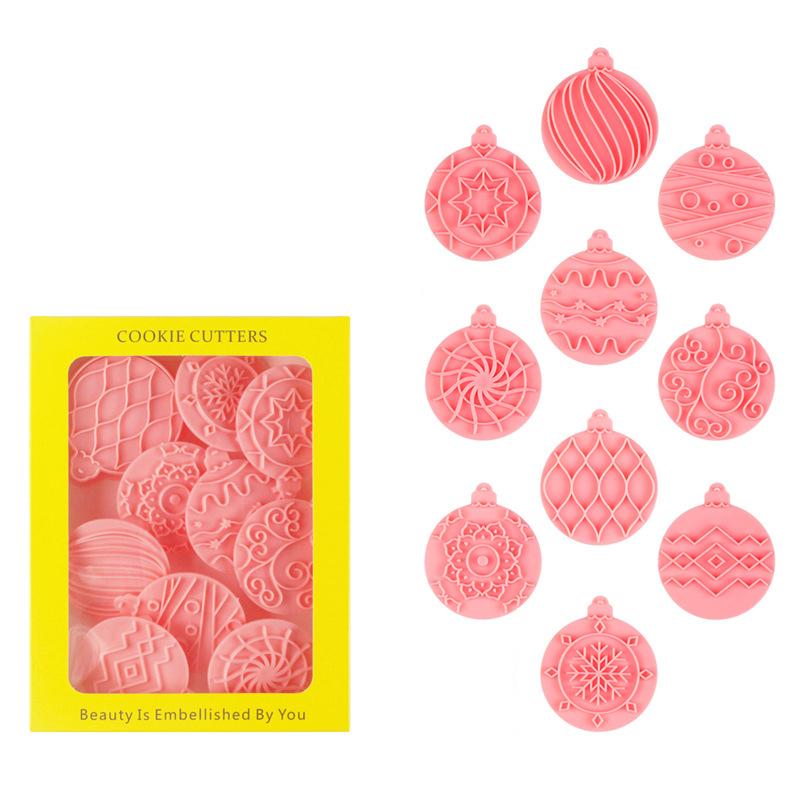 10Pcs 3D Christmas Cookie Cutters Biscuit Mold Cookie Mould Stamp Xmas  Year Party Decor Baking Tools