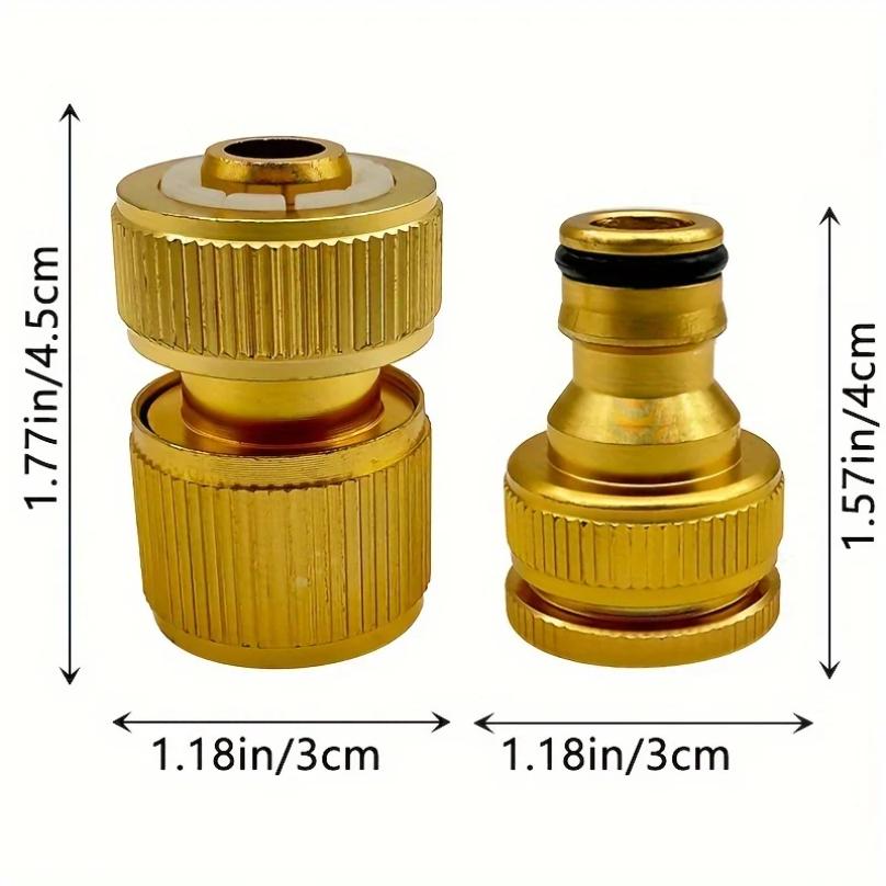 2/6pcs EU Standard Aluminum Hose Connector Set - 1/2'' & 3/4'' Tap Fitting + 1/2''(13-16mm) Quick Connect for Garden Pipes
