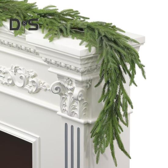 1 Pc/2 Pcs Faux Norfolk Pine Garland 6ft Realistic Artificial Pine Needles Wreath Xmas Greenery Garland for Indoor Mantel Table Centerpiece Decor